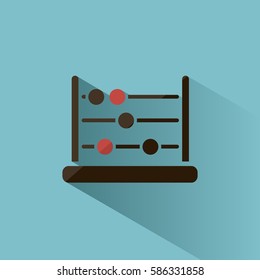 Abacus icon with shadow on blue background