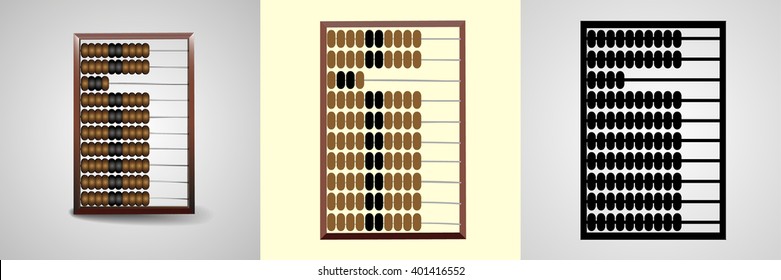 Abacus icon sign set: realistic, flat, solid