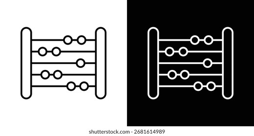 Ícone de ábaco símbolo de linha fina sobre fundo branco. Ilustração editável do vetor de traçado