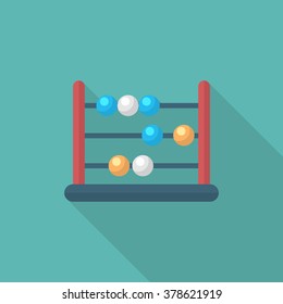 Abacus icon , Vector flat long shadow design. In education concept.
