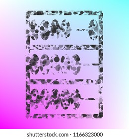 Abacus icon. Vector. Gray icon with bubbled texture at color background with pink and sky blue corners.