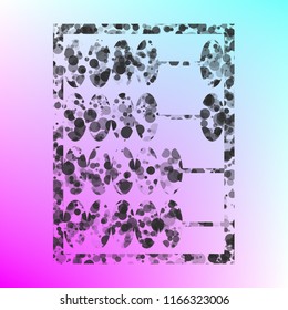 Abacus icon. Vector. Gray icon with bubbled texture at color background with pink and sky blue corners.