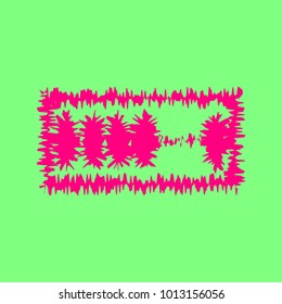 Abacus icon. Vector. Magenta rough icon on greenish background. Isolated.