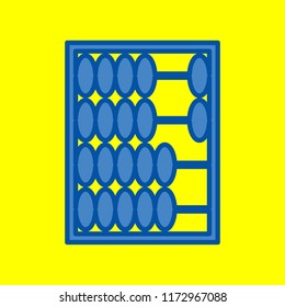 Abacus icon. Vector. Office style blue icon at yellow background.