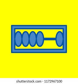 Abacus icon. Vector. Office style blue icon at yellow background.