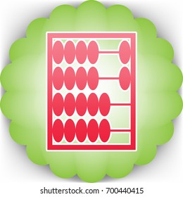 Abacus icon. Vector. Pinkish icon with white contour on a green background similar to a flower.