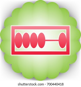 Abacus icon. Vector. Pinkish icon with white contour on a green background similar to a flower.