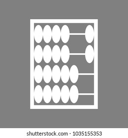 Abacus icon. Vector. White icon on medium gray background. Isolated.