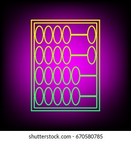 Abacus icon. Vector. Yellow-green gradient linear icon on magenta light as background