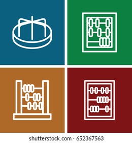 Abacus icons set. set of 4 abacus outline icons such as child playground carousel