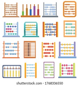 Abacus icons set. Cartoon set of abacus vector icons for web design