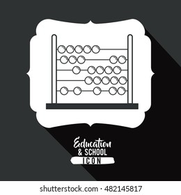 Abacus inside frame icon. Education school learning and study theme. Black and white design. Vector illustration