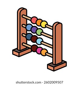 Abacus isometric 3D color icon, mini illustration. use for modern concept, print, UI, UX kit, web and app development. Vector EPS 10, related to learning and education, science
