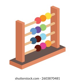 Abacus isometric 3D icon, mini illustration. use for modern concept, print, UI, UX kit, web and app development. Vector EPS 10, related to learning and education, science