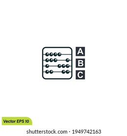 abacus and letter icon primary school symbol logo template simple design element