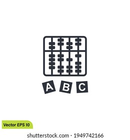 icono de abacus y letra símbolo de escuela primaria plantilla de logotipo de diseño sencillo