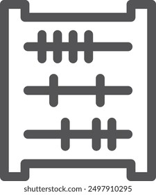 Icono de línea de ábaco. Herramienta de contabilidad. Símbolo de matemáticas de la escuela