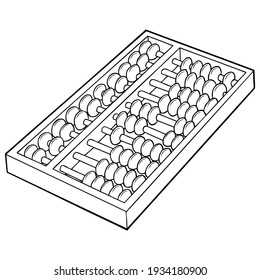 abacus line vector illustration, isolated on white background,top view