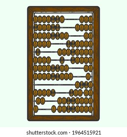 Abacus mechanical device. Sketch scratch board imitation color.
