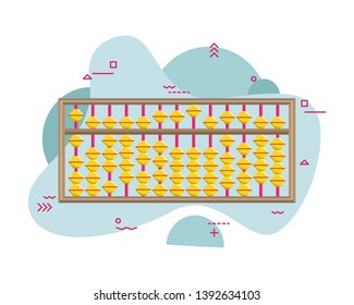 Abacus for mental arithmetic. Abacus. Children's education. Early expansion. Flat vector illustration