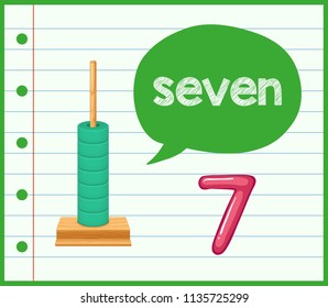Abacus and number 7 illustration