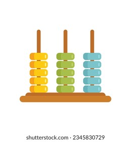 Abacus number icon flat vector. Math calculator. Wooden toy isolated