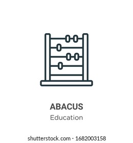 Abacus outline vector icon. Thin line black abacus icon, flat vector simple element illustration from editable education concept isolated stroke on white background