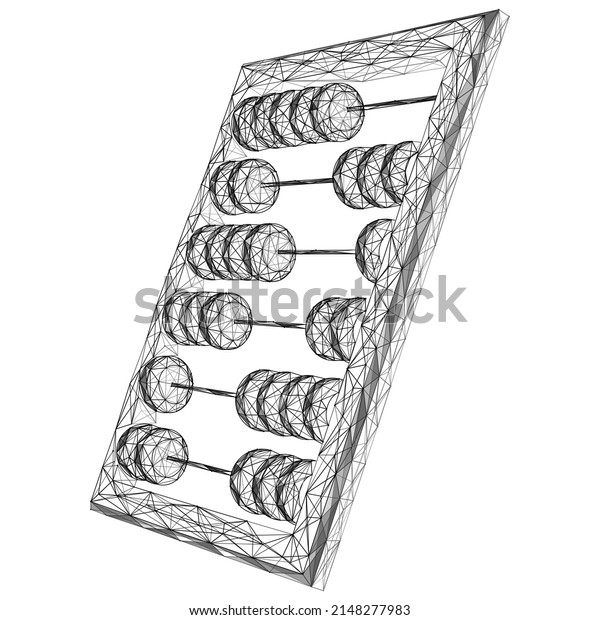 Abacus. Polygonal construction of lines and points.\
White background. 