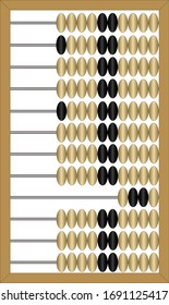 An abacus with a right-side position of the beads (top view)