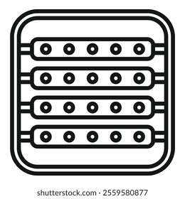 Abacus with round beads for calculating is representing traditional arithmetic tool for counting and math education