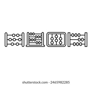 abacus school education icons vector design simple line black white modern illustration collections sets isolated