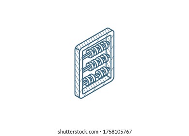 abacus, school education mathematics or arithmetic isometric icon. 3d vector illustration. Isolated line art technical drawing. Editable stroke