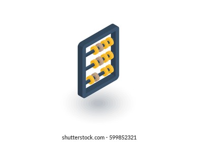 abacus, school education, mathematics or arithmetic isometric flat icon. 3d vector colorful illustration. Pictogram isolated on white background