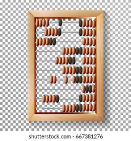 Abacus Set Vector. Realistic Illustration Of Classic Wooden Old Abacus Long Before The Calculator. Arithmetic Equipment. Transparent Background