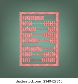 Abacus sign. Apricot Icon with Brick Red parquet floor graphic pattern on a Ebony background. Feldgrau. Green. Illustration.