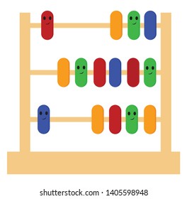 An abacus is a simple calculating device. It consists of a frame set with roods on which beads or balls are moved., vector, color drawing or illustration. 