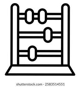 Abacus sketch, mathematical and calculation symbol. Abacus line icon, representation of traditional calculating tool. Abacus line art, learning and calculating tool.