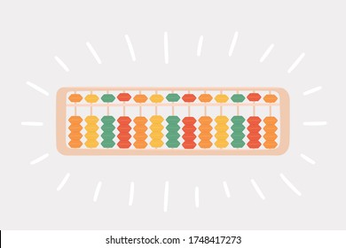 Abacus soroban for learning mental arithmetic for kids. Concept of illustration of the Japanese system of mental math. Hand drawn vector illustration