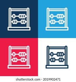 Abacus With Stand blue and red four color minimal icon set