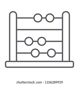 Abacus thin line icon, school and education, math sign vector graphics, a linear pattern on a white background, eps 10.