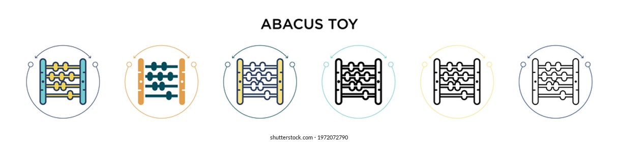 Abacus toy icon in filled, thin line, outline and stroke style. Vector illustration of two colored and black abacus toy vector icons designs can be used for mobile, ui, web