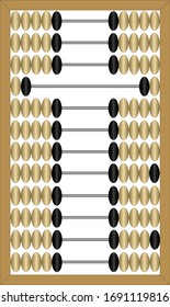 Ein Abacus mit einer zweiseitigen Position der Perlen (Draufsicht)