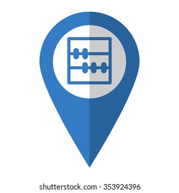 abacus - vector icon; blue map  pointer