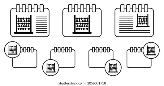 Icono vector abacus en la ilustración de conjunto de calénder para ui y ux, sitio web o aplicación móvil