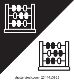Abacus Vector Icon, Lineal style, isolated on Black and white Background.