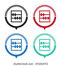 abacus - vector icon; map pointer;  message bubble