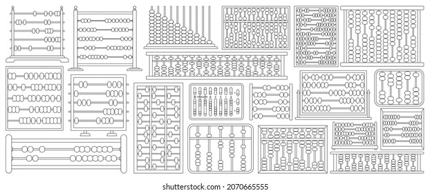 Abacus vector outline icon set . Collection vector illustration tool for counting on white background.Isolated outline illustration icon set of abacus for web design