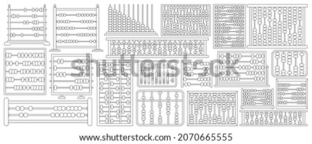 Abacus vector outline icon set . Collection vector illustration tool for counting on white background.Isolated outline illustration icon set of abacus for web design