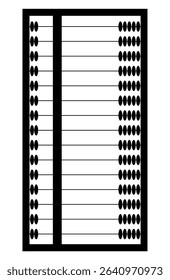 Abacus wooden board with beads silhouettes isolated on white background - vector illustration