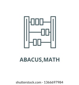 Abacus,math line icon, vector. Abacus,math outline sign, concept symbol, flat illustration